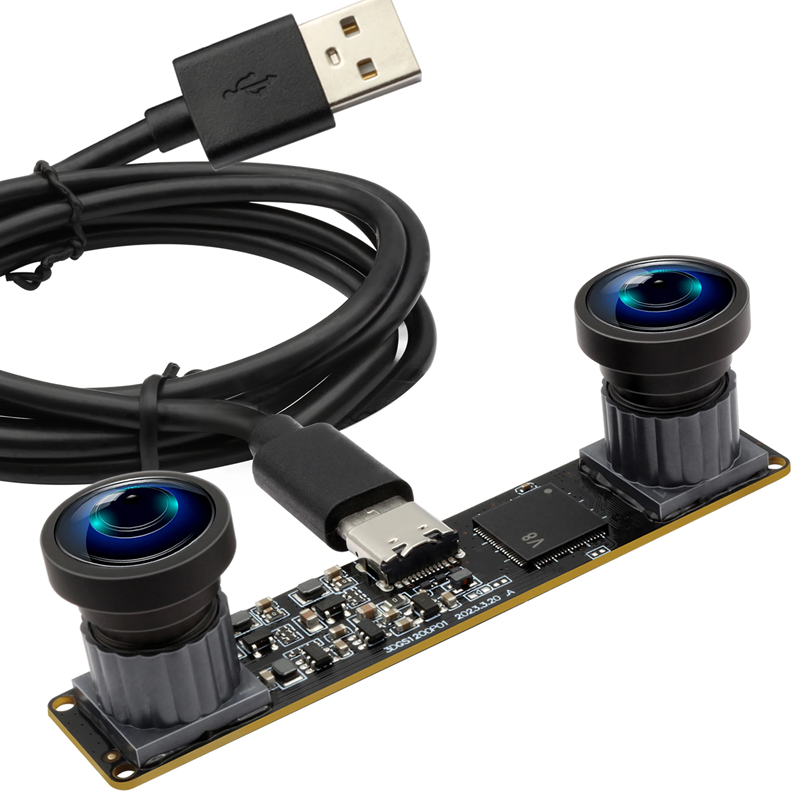ELP 1200P Global Shutter Synchronous Dual Lens USB Camera Module No Distortion 112 Degree - Click Image to Close